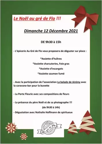 L'épicerie Au Gré de Flo vous invite le dimanche 12 décembre de 9h30 à 15h00 pour une journée spéciale « Noël »