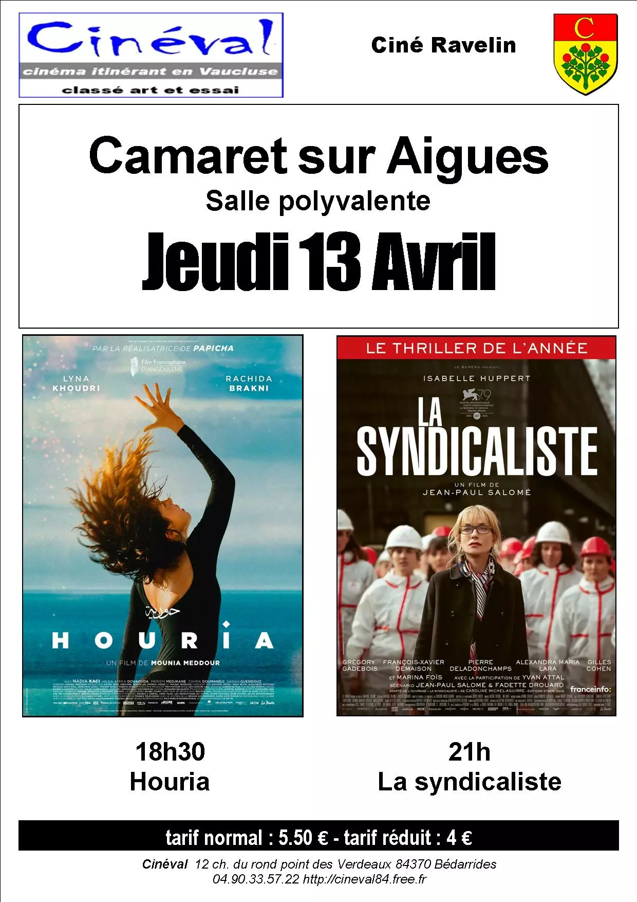 Ciné Ravelin vous propose deux séances ce jeudi 13 avril 2023