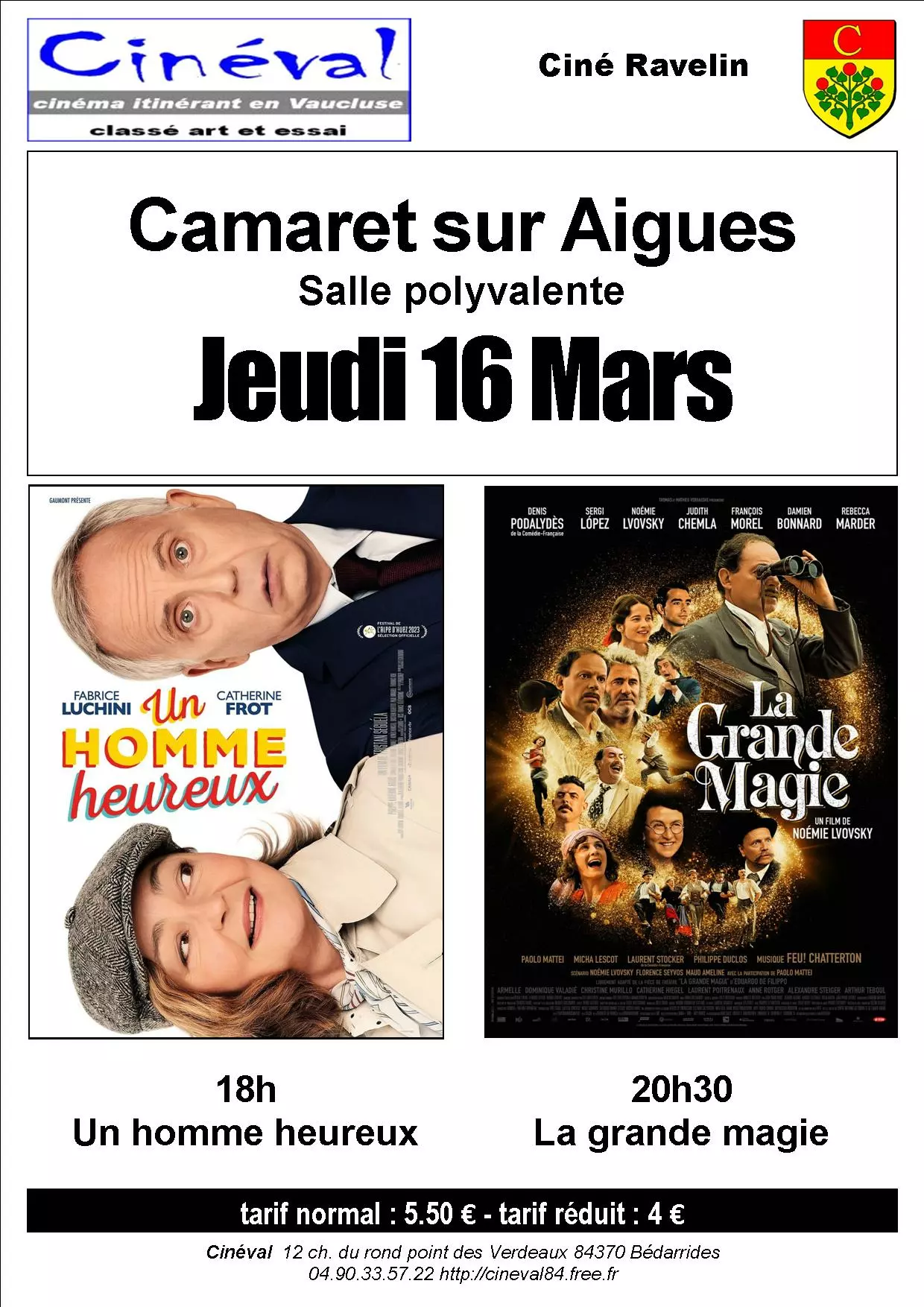 Ciné Ravelin vous propose deux séances ce jeudi 16 mars 2023