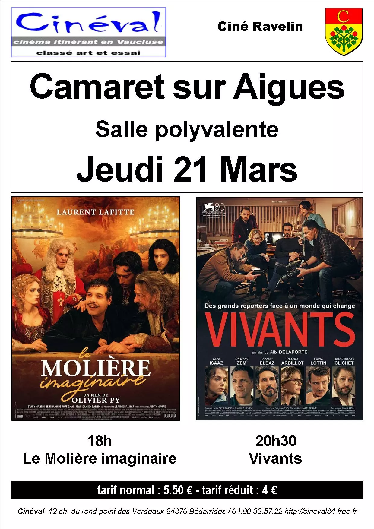 Ciné Ravelin vous propose deux séances ce jeudi 21 mars 2024