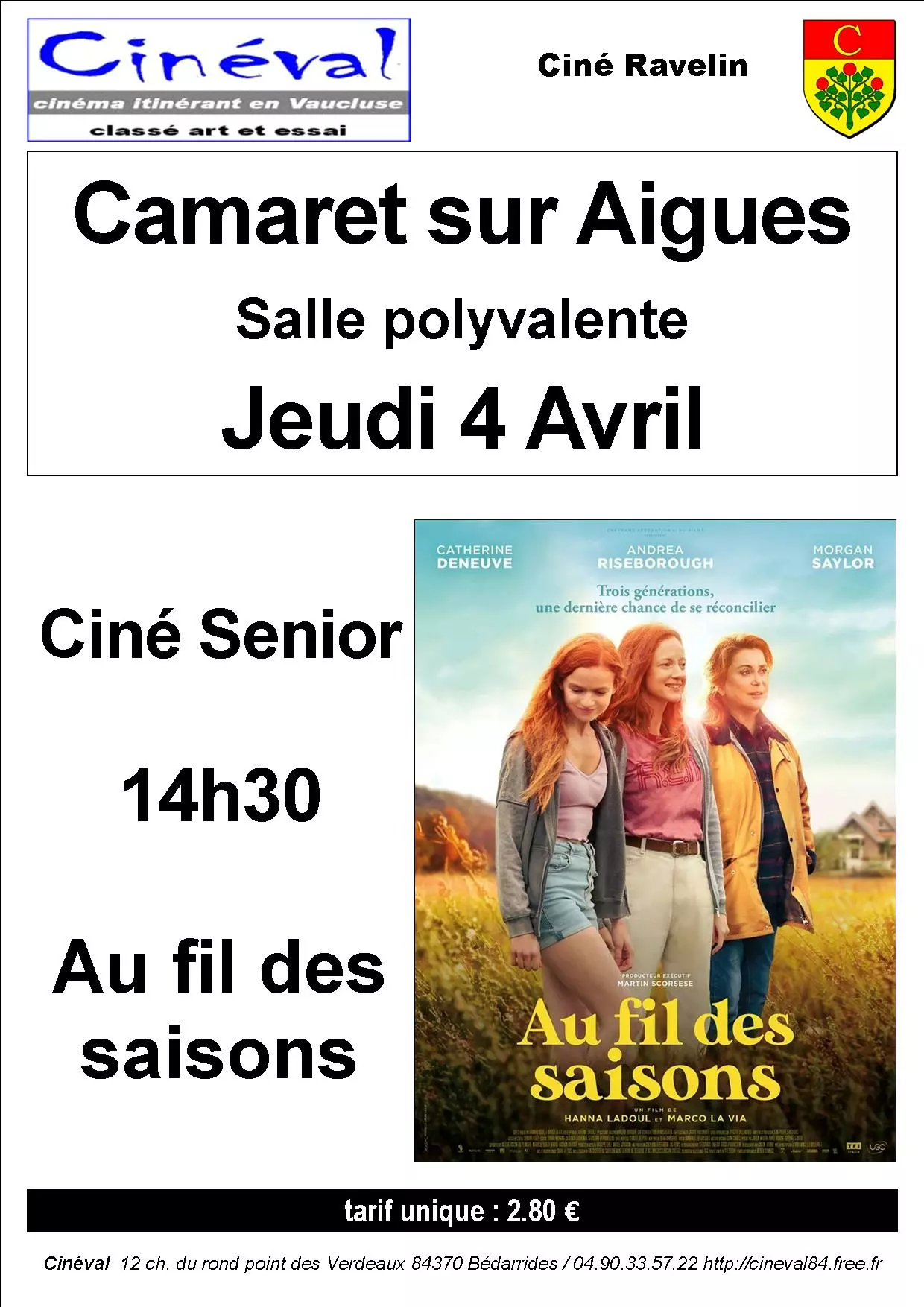 Ciné Ravelin vous propose trois séances ce jeudi 4 avril 2024