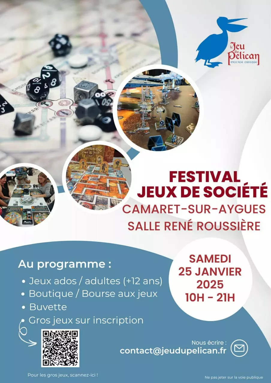 Festival de jeux de société le samedi 25 janvier de 10h00 à 21h00 à la salle René Roussière