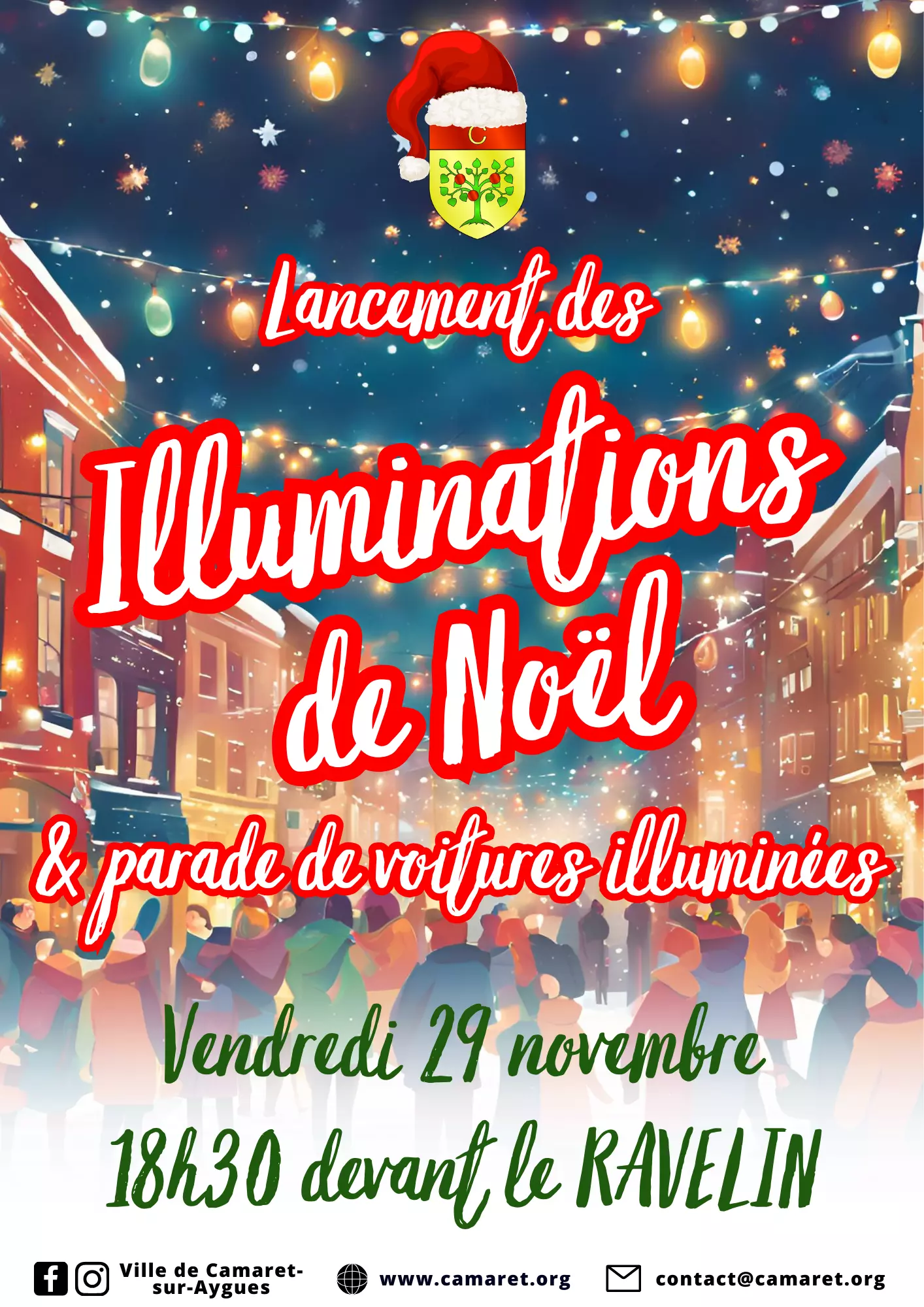 Lancement des illuminations de Noël et parade de voitures illuminées le vendredi 29 novembre à 19h00 devant le Ravelin