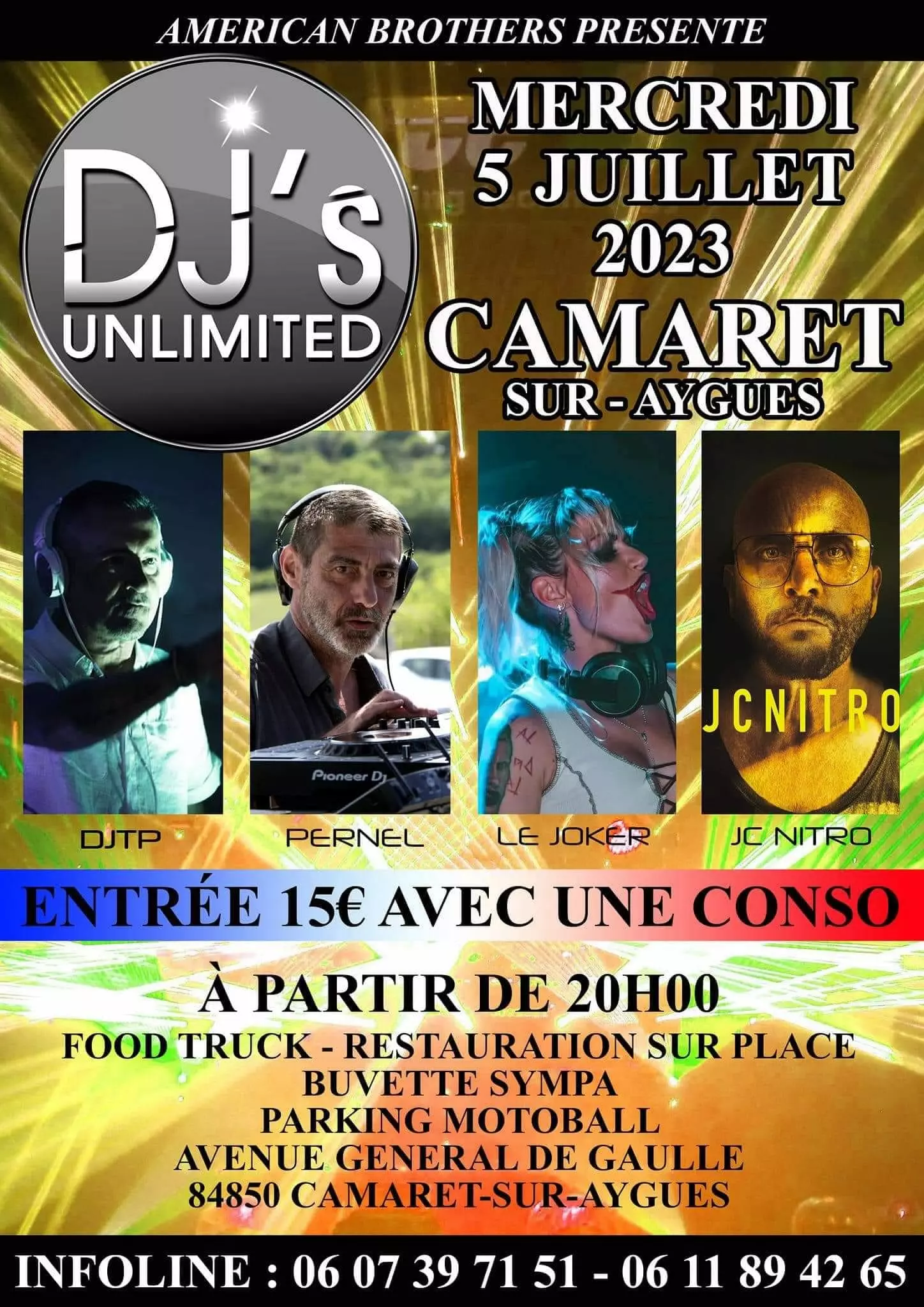 DJ'S UNLIMITED le mercredi 5 juillet 2023 à partir de 20h00