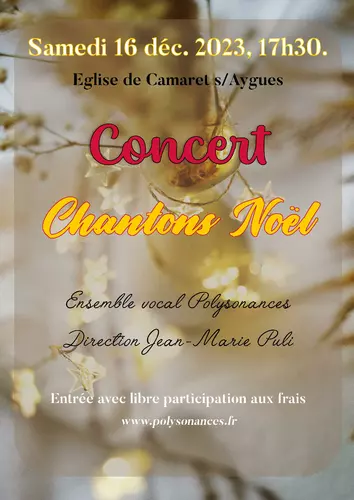 Concert de Noël organisé par les Amis de l'Orgue le samedi 16 décembre à 17h30 à l'église Saint Andéol