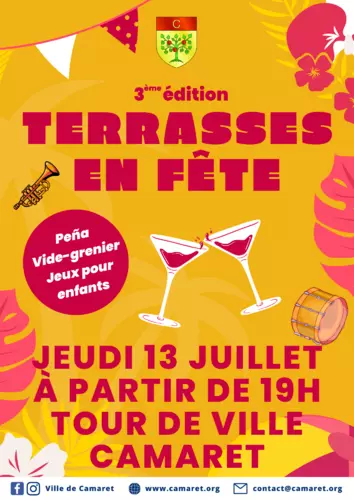 3ème édition de « Terrasses en fête » le jeudi 13 juillet à partir de 19h00 sur le tour de Ville de Camaret