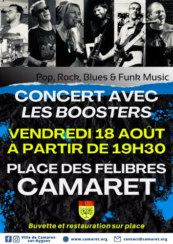 Concert à Camaret avec les « Boosters » le vendredi 18 août à partir de 19h30 sur la place des Félibres