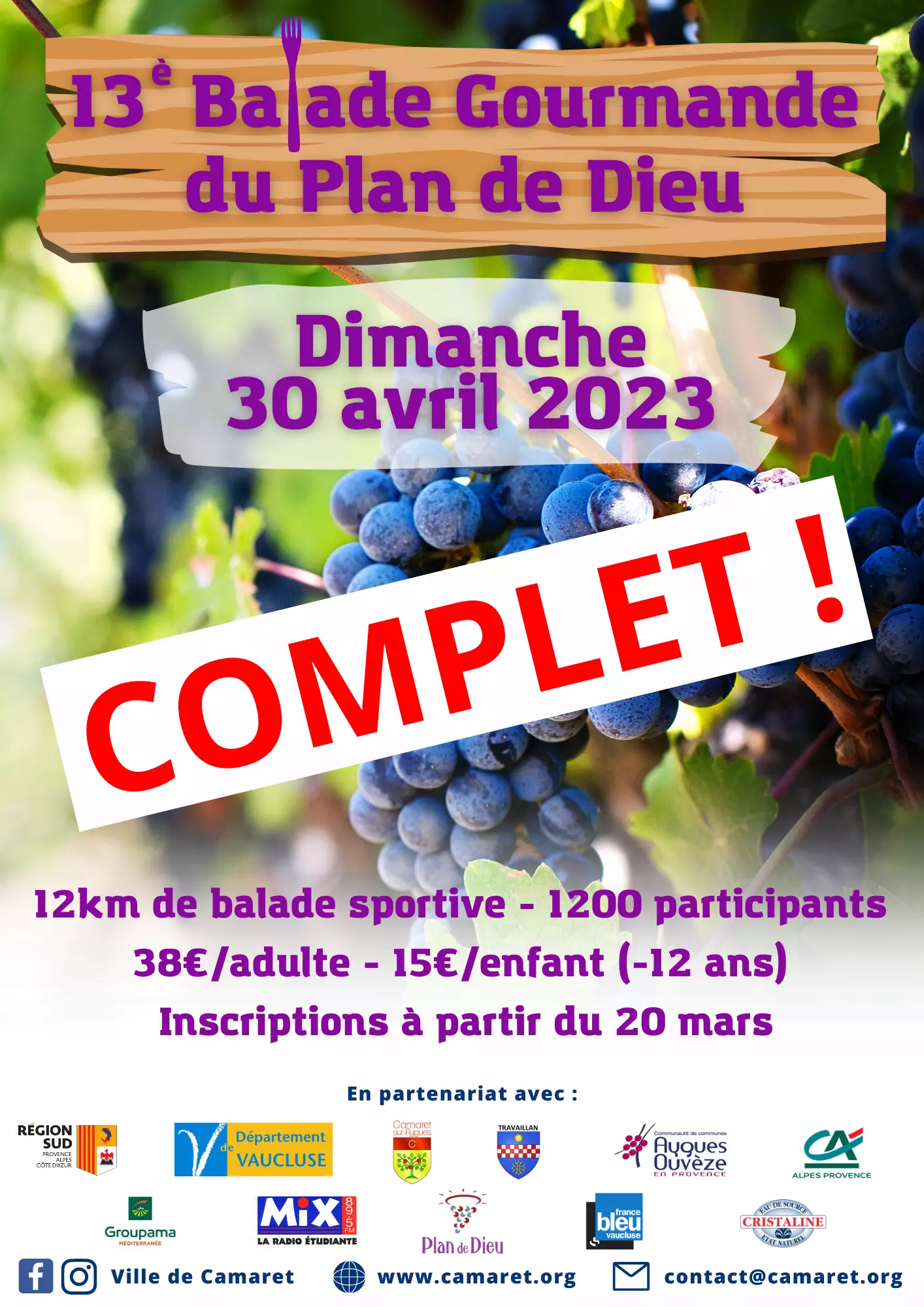 13ème Balade Gourmande du Plan de Dieu le dimanche 30 avril 2023