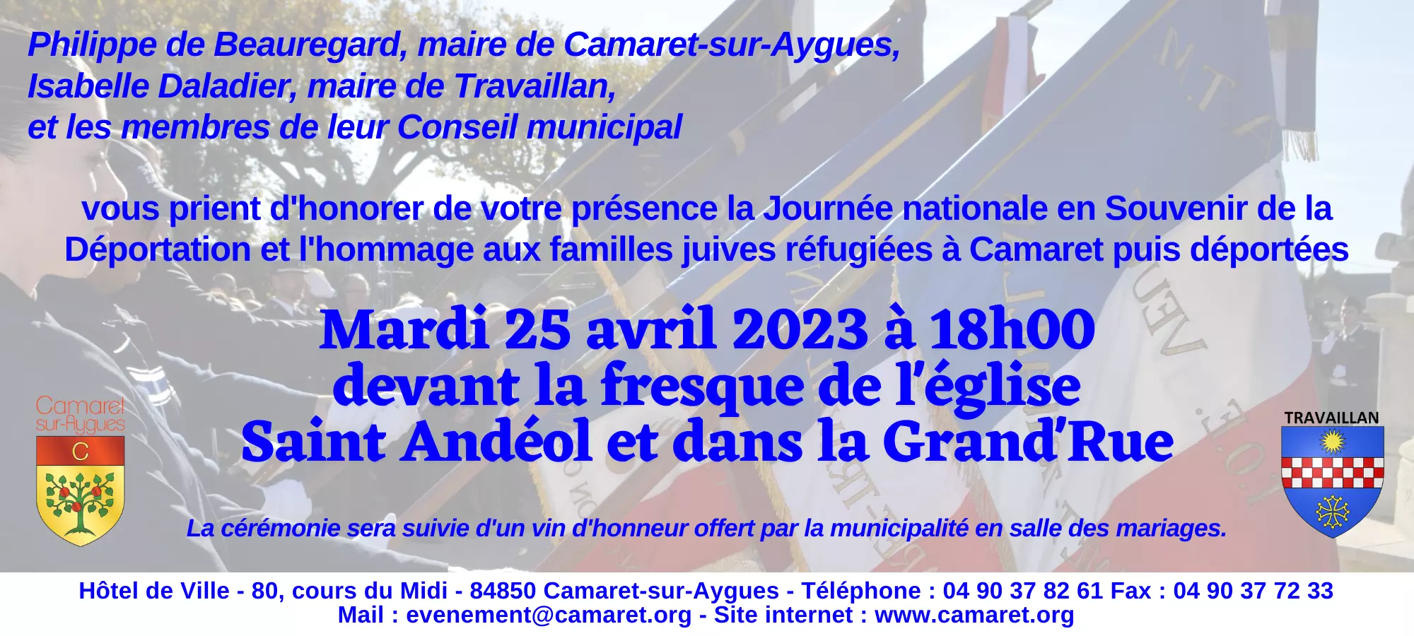 Invitation à la Journée nationale en Souvenir de la Déportation suivie d'un hommage aux familles juives réfugiées à Camaret puis déportées