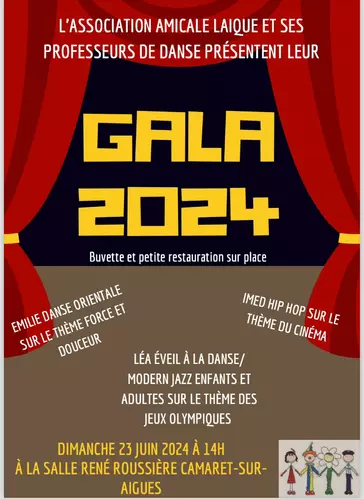 Gala 2024 des sections de l'Amicale Laique de Camaret ce dimanche 23 juin 2024 à 14h00 à la salle René Roussière