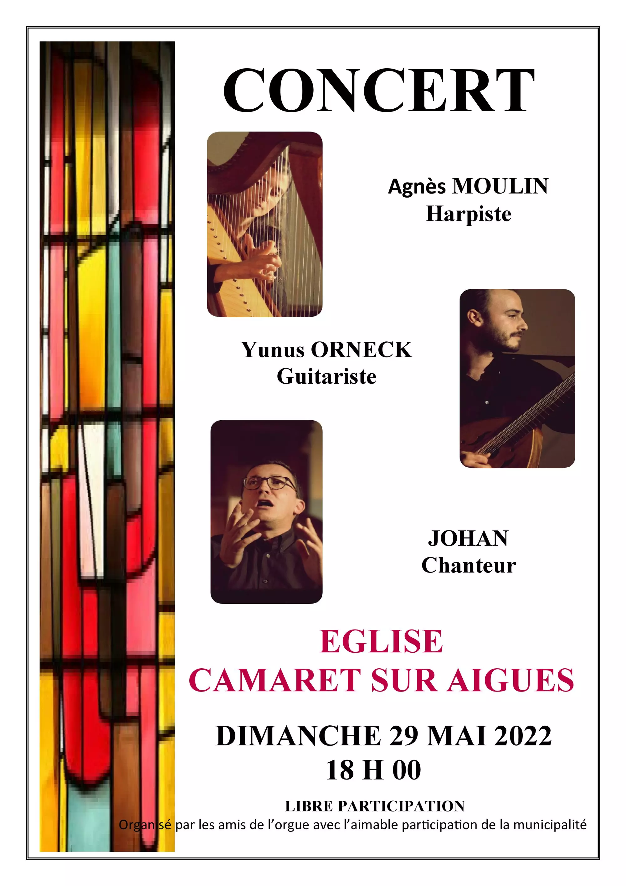 Concert organisé par les Amis de l'Orgue le dimanche 29 mai 2022 à 18h00 à l'Eglise Saint Andéol