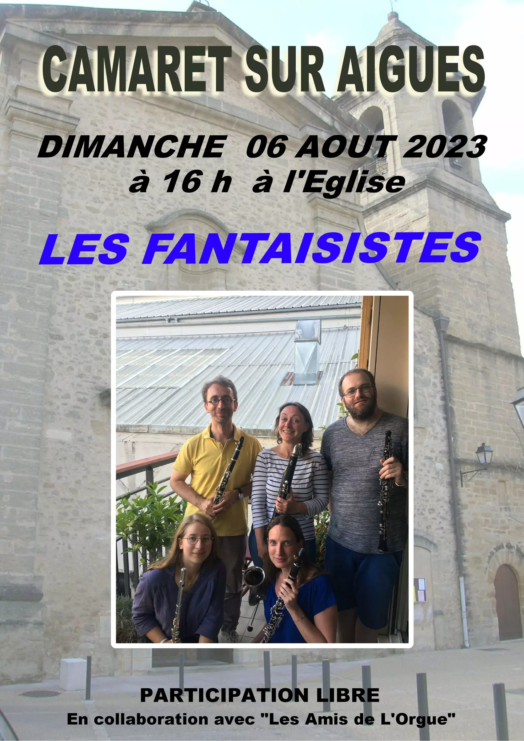 Concert organisé par les Amis de l'Orgue le dimanche 6 août 2023 à 16h00 à l'Eglise Saint Andéol