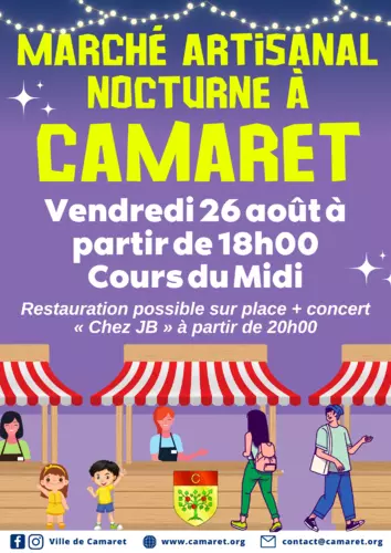 Marché artisanal nocturne à Camaret le vendredi 26 août 2022 à partir de 18h00 sur le cours du Midi