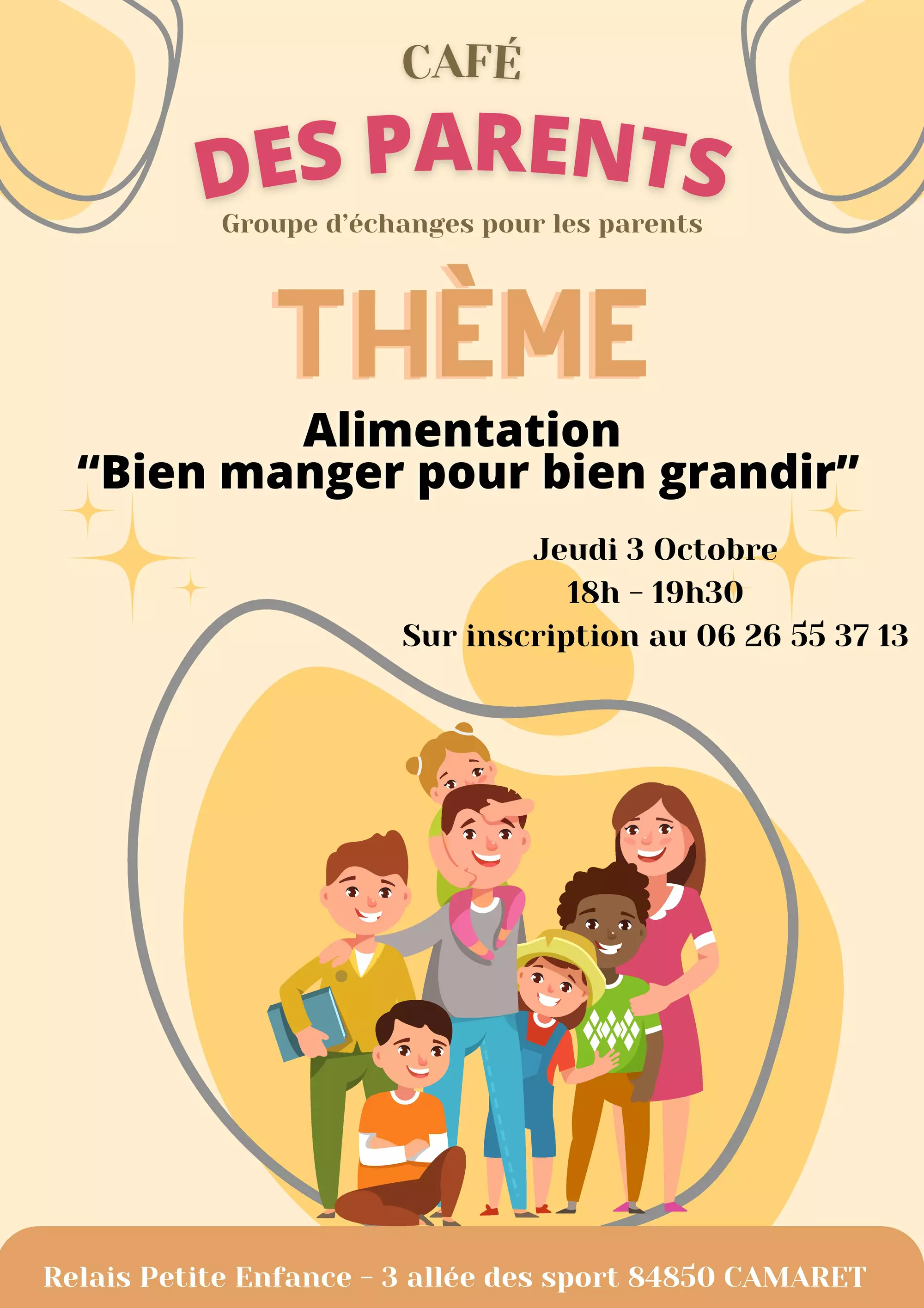 Café des parents organisé par le Relais Petite Enfance (RPE) le jeudi 3 octobre de 18h00 à 19h30 à la Maison Pour Tous