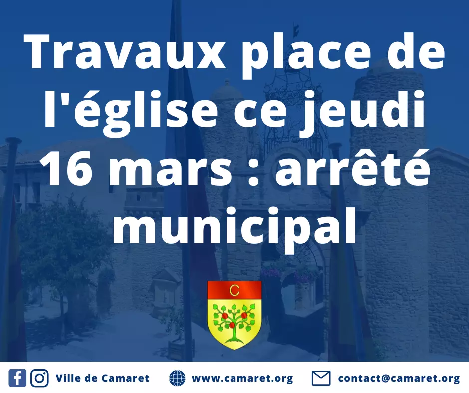 Travaux place de l'église ce jeudi 16 mars : arrêté municipal