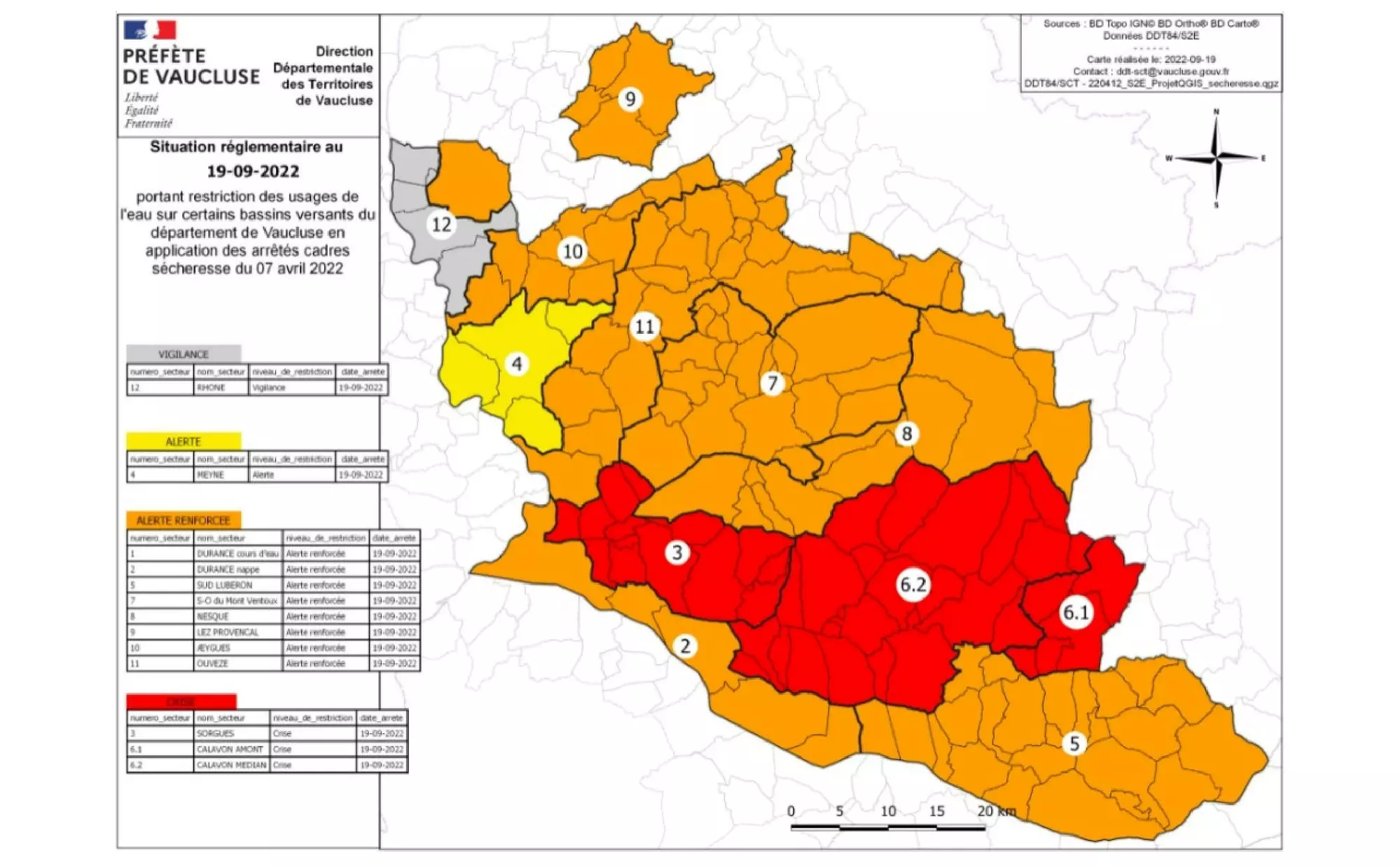 Sécheresse 2022 : arrêté du Préfet de Vaucluse du 27 septembre 2022