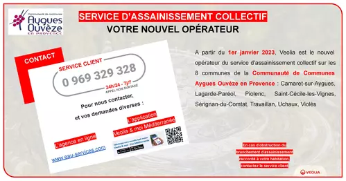 Changement de l'opérateur du service d'assainissement collectif : information de la Communauté de communes Aygues Ouvèze en Provence