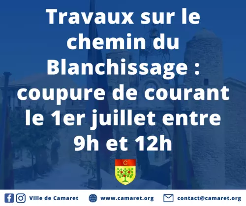 Travaux sur le chemin du Blanchissage : coupure de courant le 1er juillet entre 9h et 12h