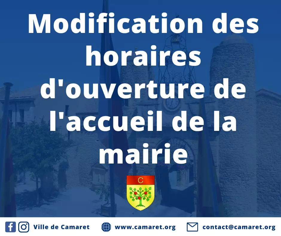 Modification des horaires d'ouverture de l'accueil de la mairie