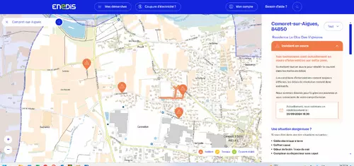 Panne électrique en cours : message d'ENEDIS