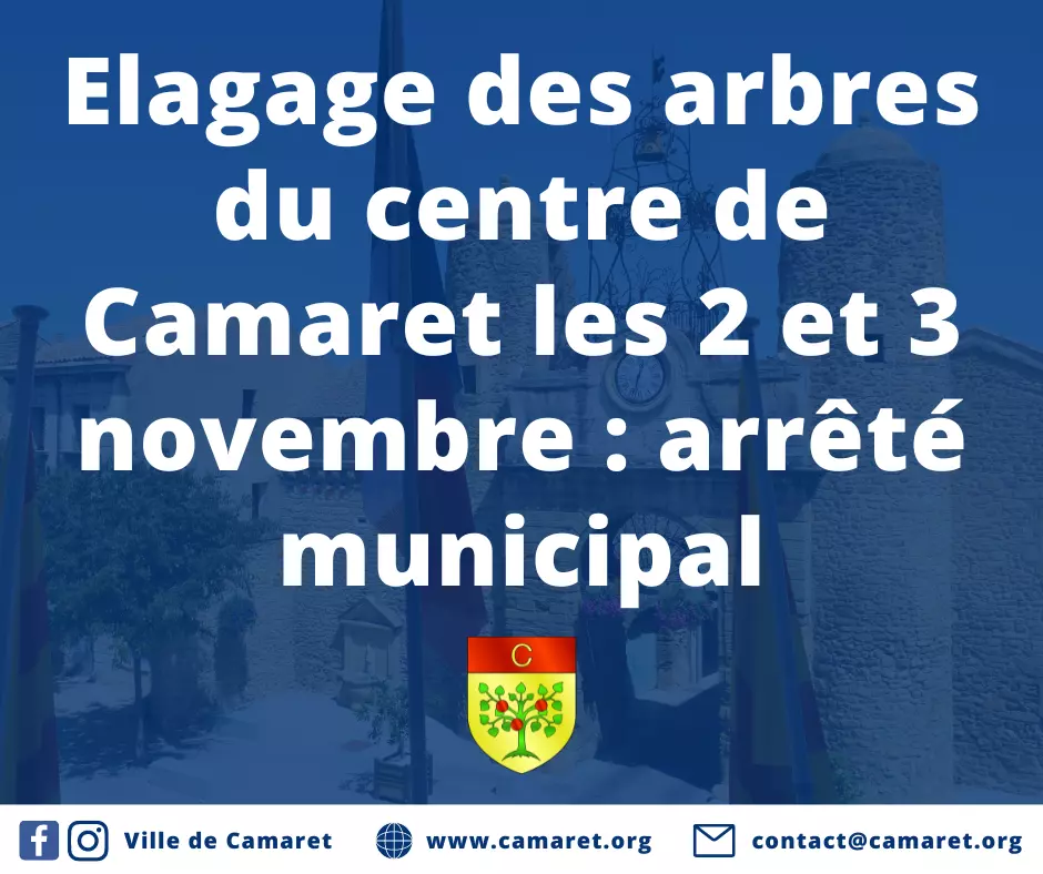 Elagage des arbres du centre de Camaret les 2 et 3 novembre : arrêté municipal