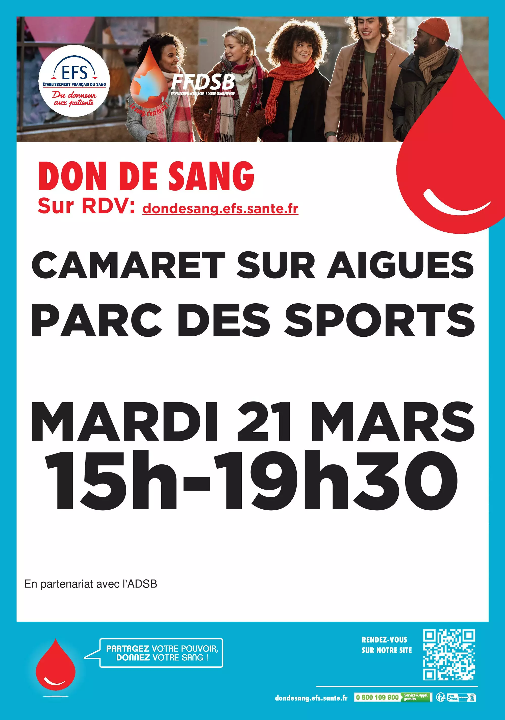 Prochaine collecte du don de sang : mardi 10 janvier 2023 de 15h à 19h30