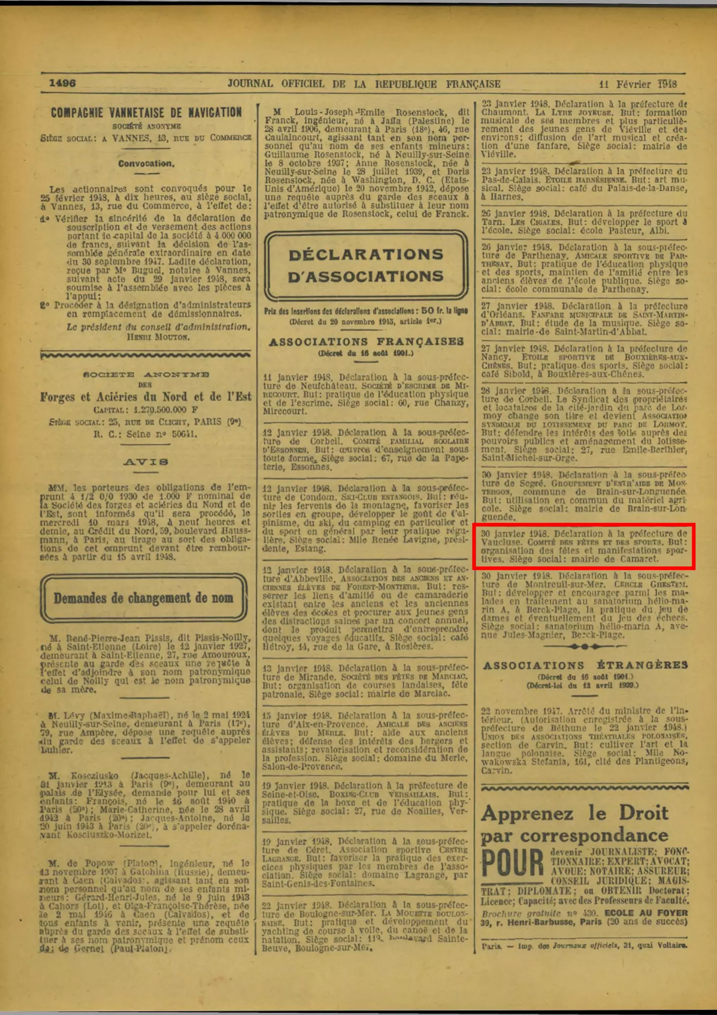 Il y a 75 ans, le premier Comité des Fêtes de Camaret était créé !