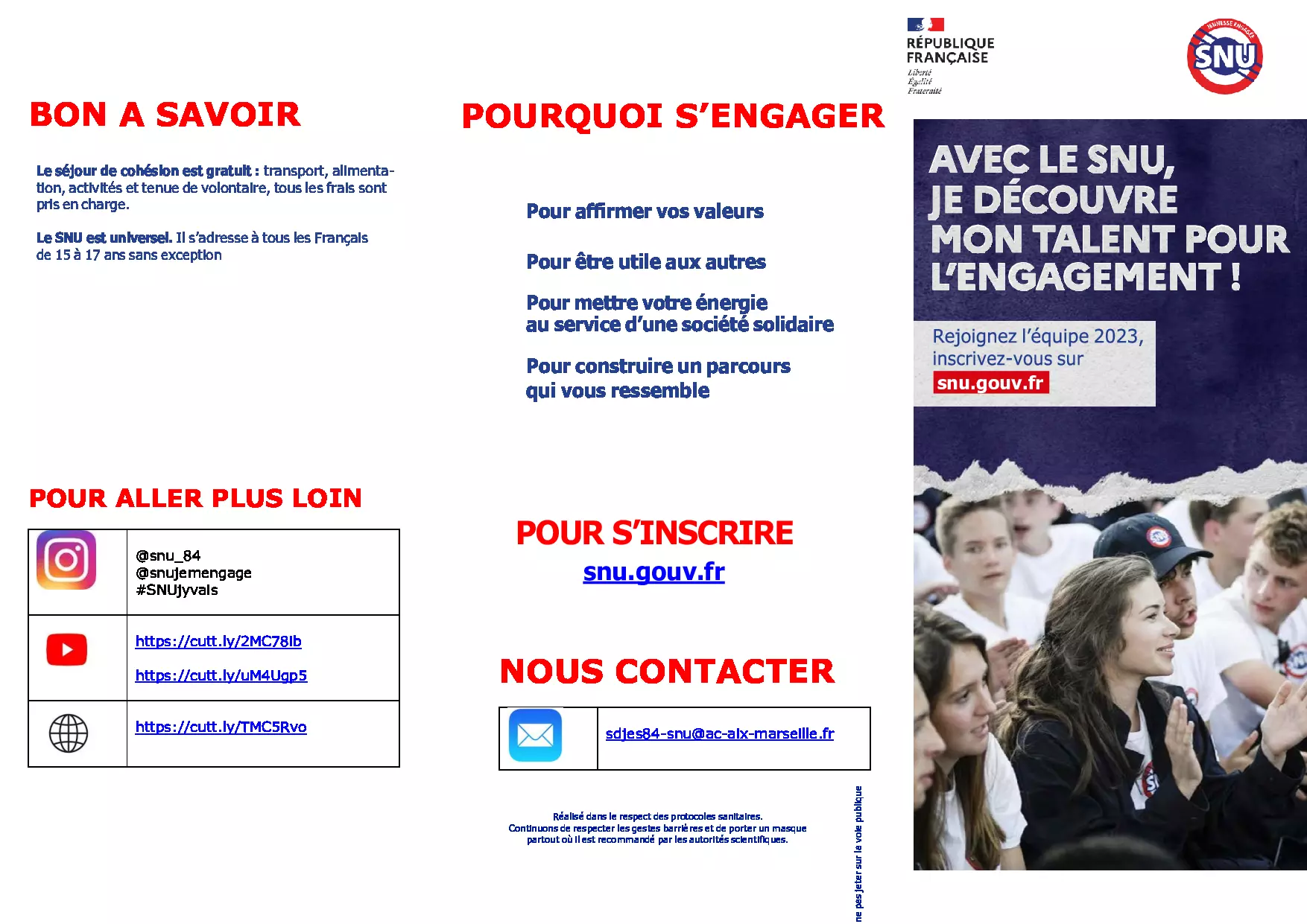 Informations du SNU (Service National Universel)