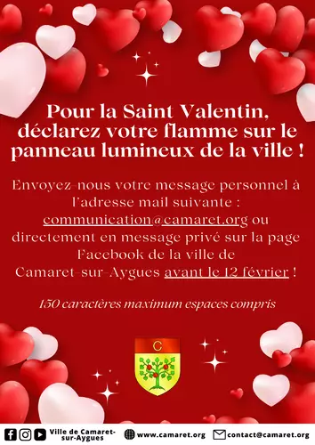 Pour la Saint Valentin, déclarez votre flamme sur le panneau lumineux de la ville !