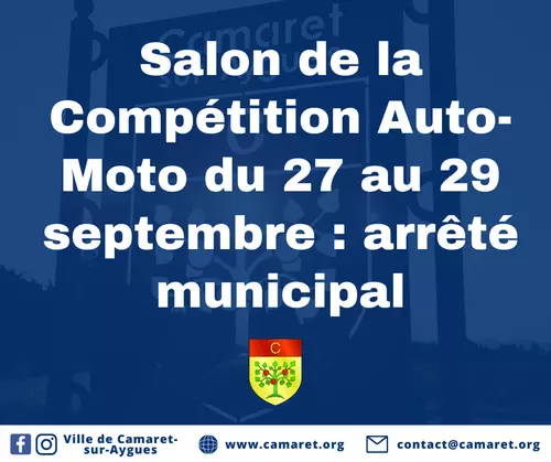 Salon de la Compétition Auto-Moto du 27 au 29 septembre : arrêté municipal