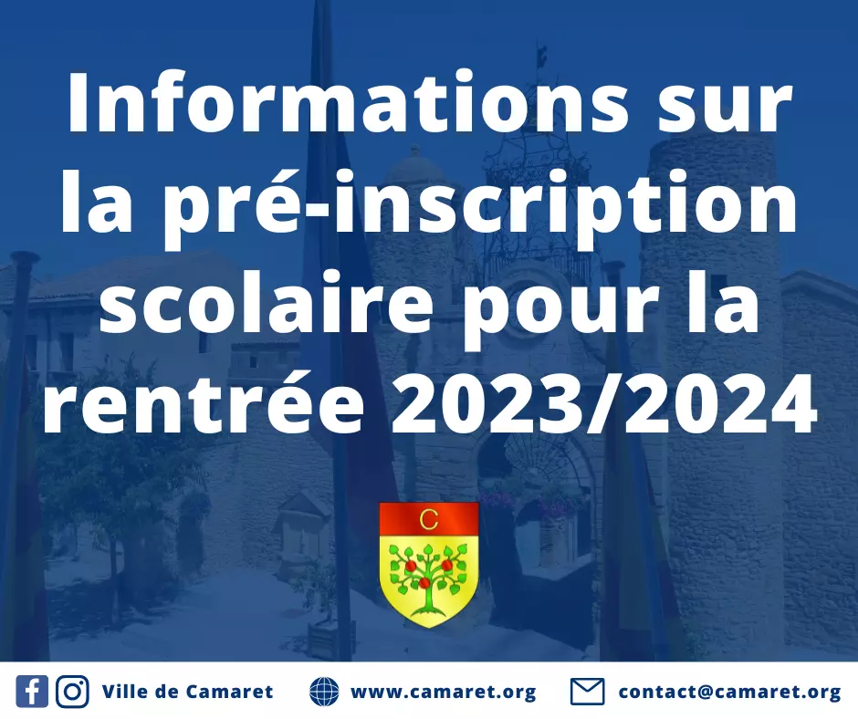 Informations sur la pré-inscription scolaire pour la rentrée 2023/2024