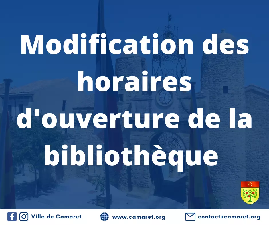 Modification des horaires d'ouverture de la bibliothèque