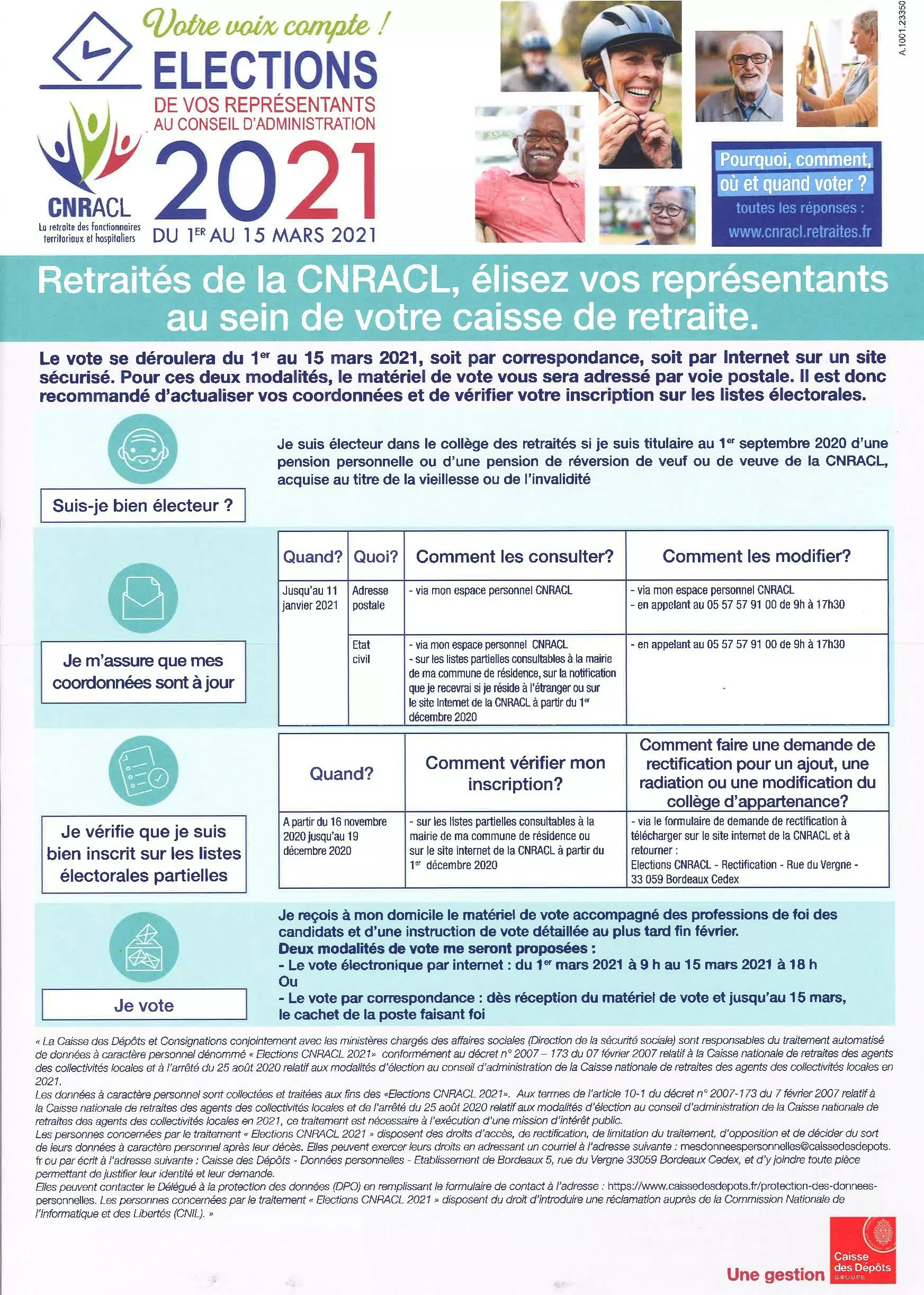 Information de la Caisse Nationale de Retraite des Fonctionnaires Territoriaux et Hospitaliers (CNRACL)