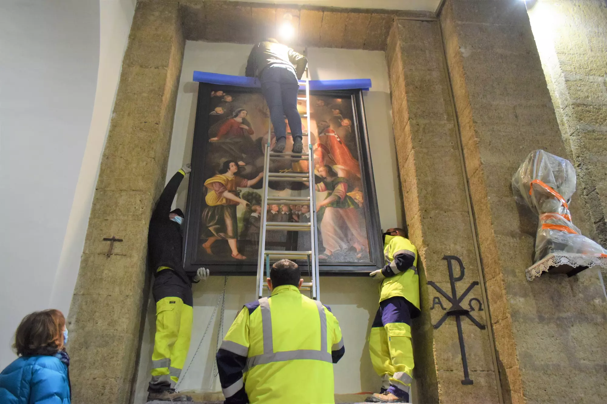 Restauration et remise en place d'un tableau de l'église Saint-Andéol