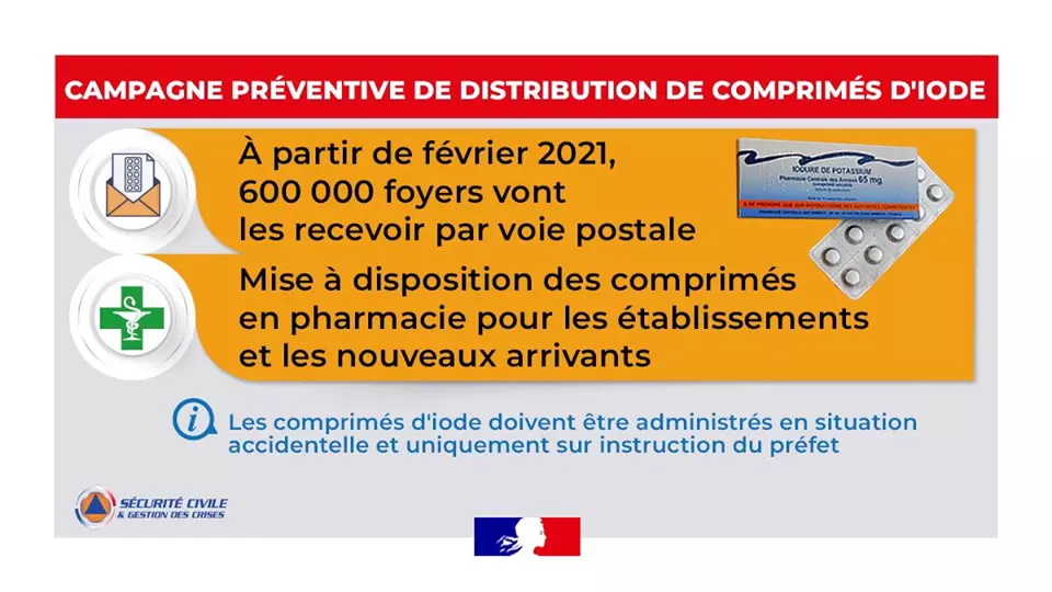 Lancement de la deuxième phase de la campagne préventive de distribution d'iode aux riverains situés autour de la centrale nucléaire de Tricastin