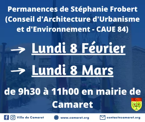 Permanences de Stéphanie Frobert (Conseil d'Architecture d'Urbanisme et d'Environnement CAUE 84)