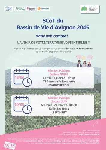 Révision du SCOT du Bassin de Vie d’Avignon : des réunions  publiques pour la présentation des premiers éléments du  Diagnostic Territorial