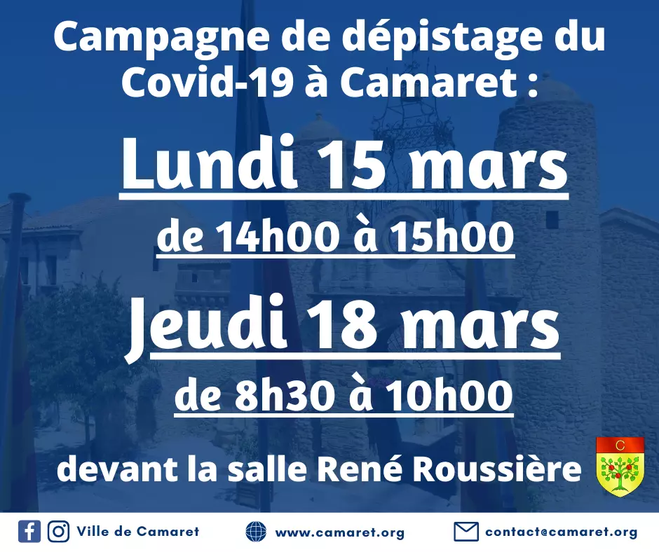 Campagne de dépistage du Covid-19 à Camaret [Mise à jour le vendredi 12 mars 2021]