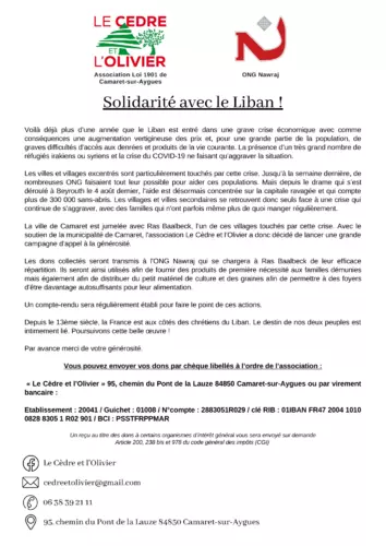 Solidarité avec le Liban !