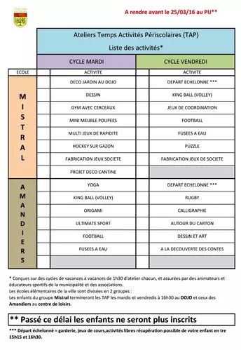 TEMPS D’ACTIVITÉ PÉRISCOLAIRE CYCLE 5